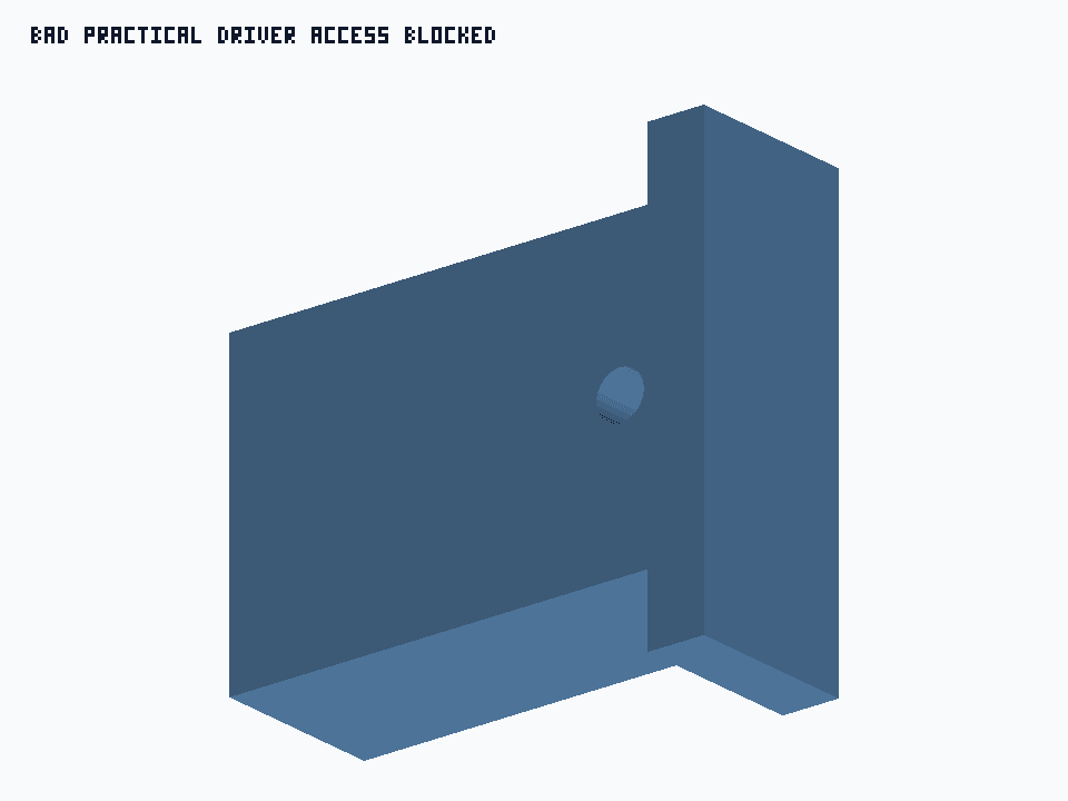 Bad Practical Driver Access Blocked generated STEP preview