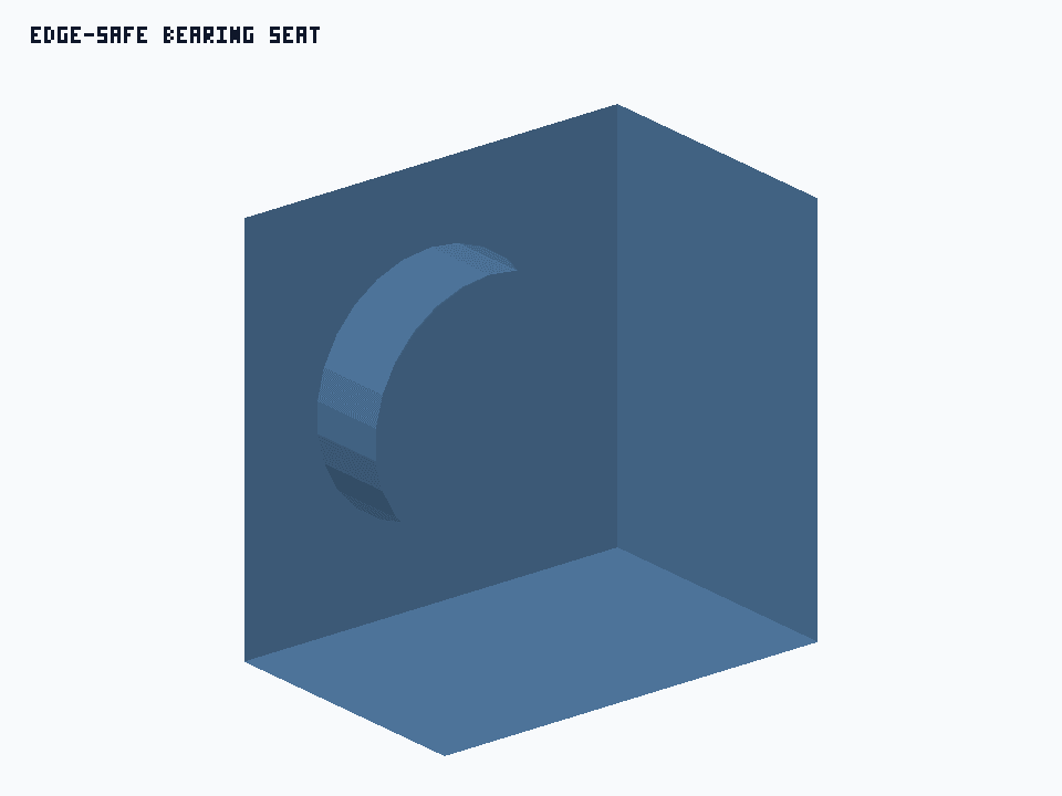 Edge-Safe Bearing Seat generated STEP preview