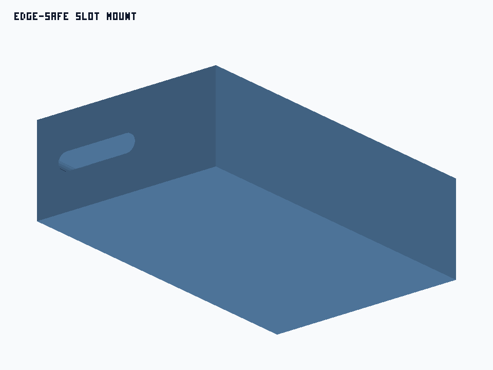 Edge-Safe Slot Mount generated STEP preview