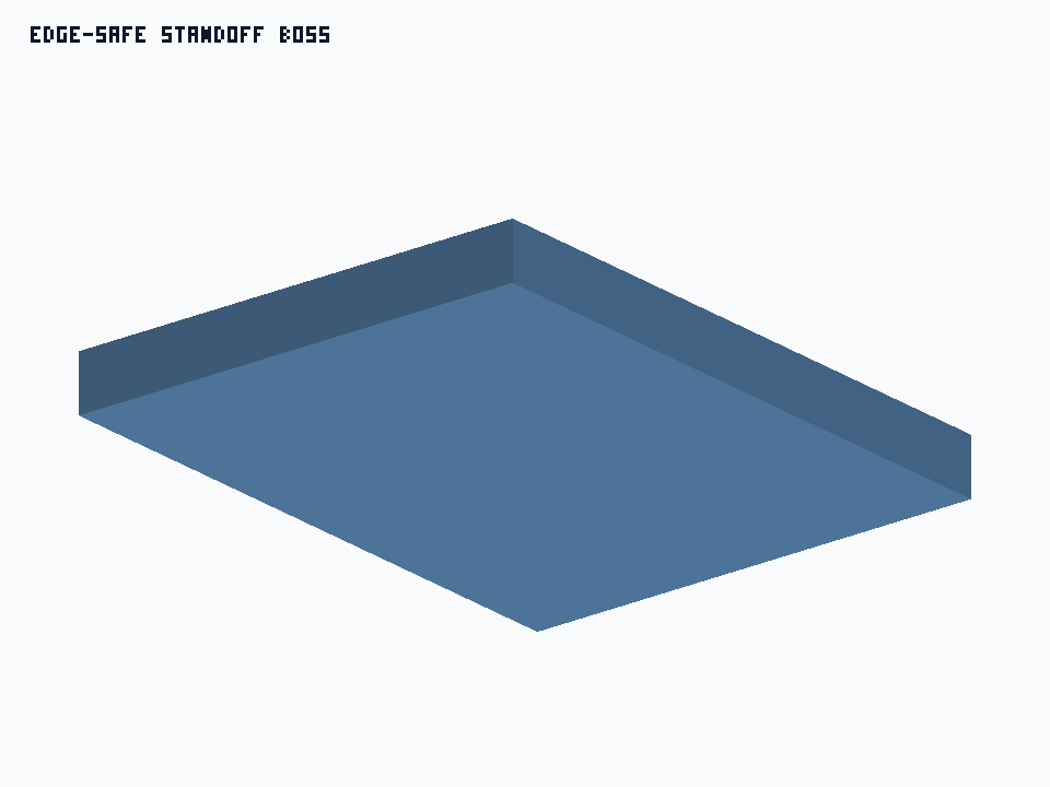 Edge-Safe Standoff Boss generated STEP preview